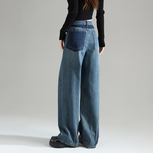 唐狮春季新款高腰牛仔裤女宽松潮