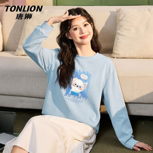 唐狮休闲圆领卫衣外套女2026新款秋冬季女款无帽内搭外穿上衣女VB