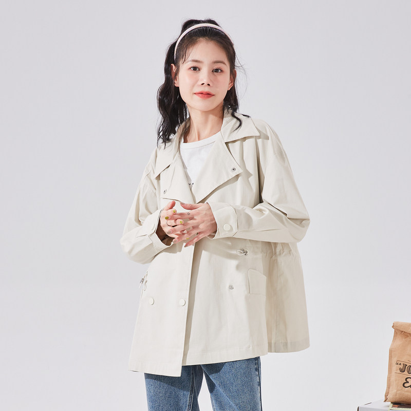 翻领腰部抽绳外套春秋新款女装上衣服薄小香风休闲时尚宽松