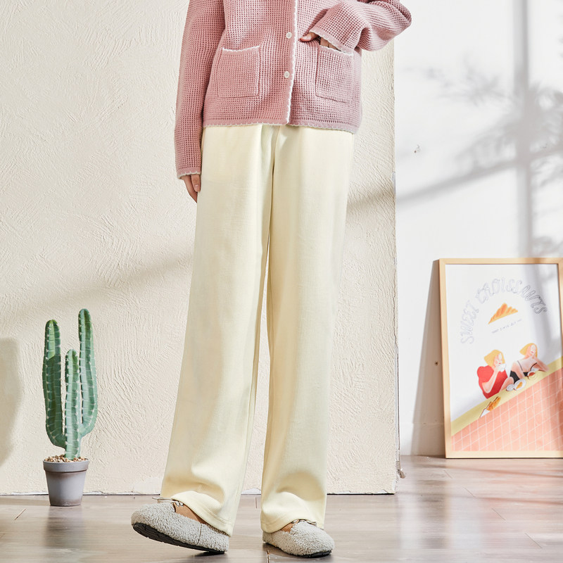 唐狮灯芯绒阔腿裤女士春秋新款白色时尚休闲裤宽松显瘦高腰裤子潮,女装/女士精品,休闲裤,淘宝优惠券,粉丝福利购,淘宝优惠卷