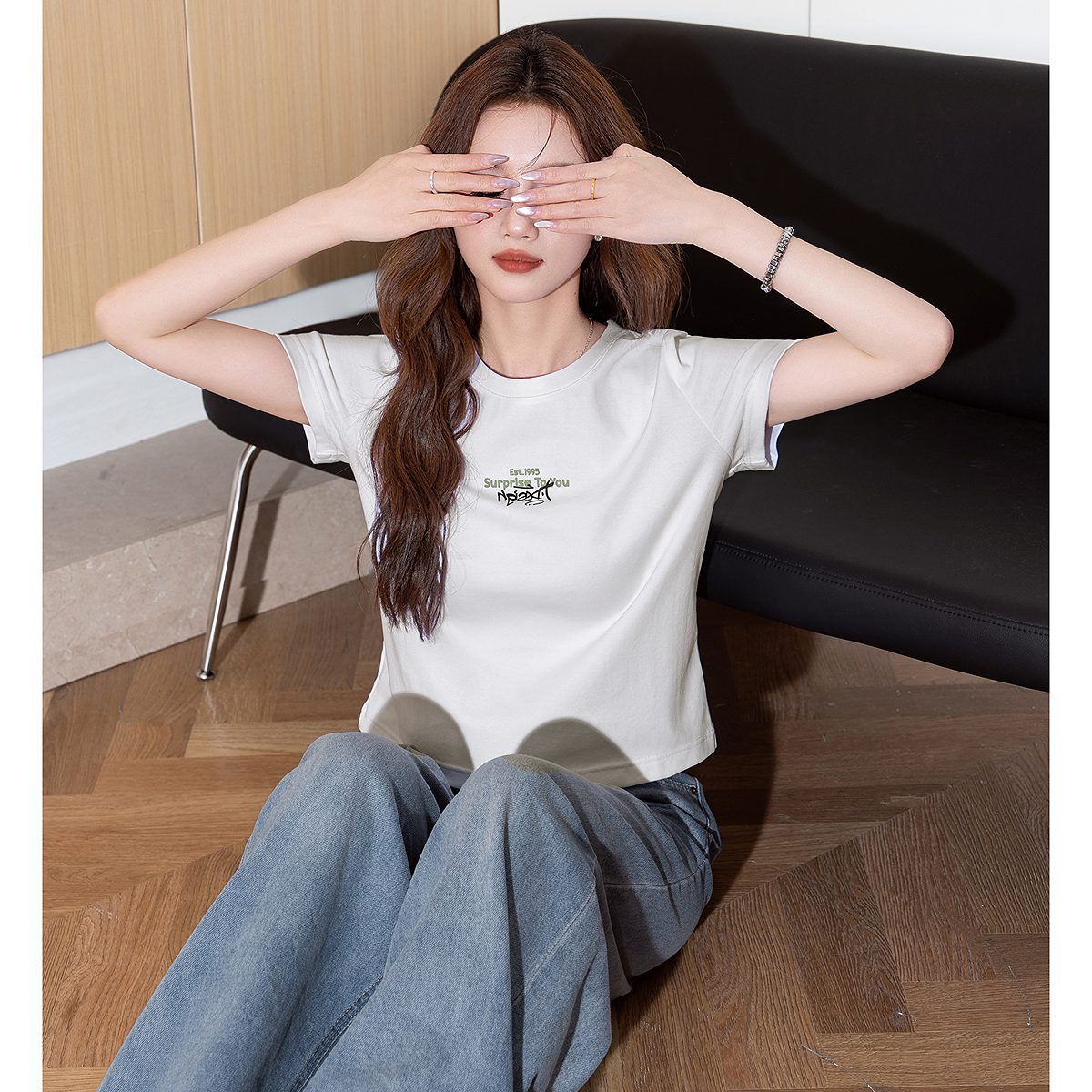 唐狮夏季女新款短袖T恤白色休闲