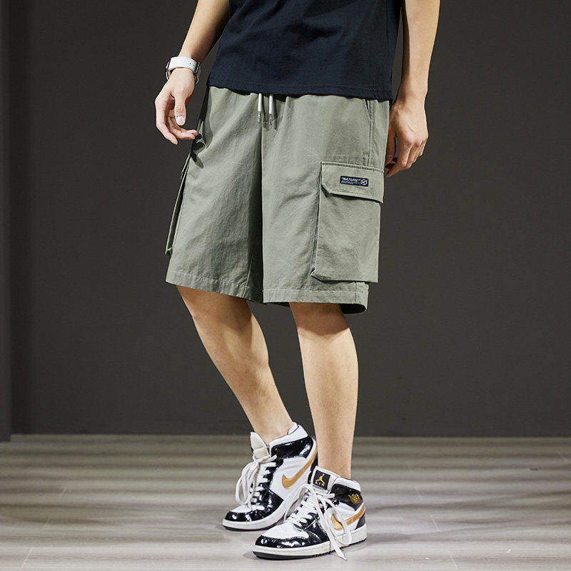 唐狮五分裤运动男生直筒中裤潮卫裤夏季休闲短裤男军绿工装裤宽松