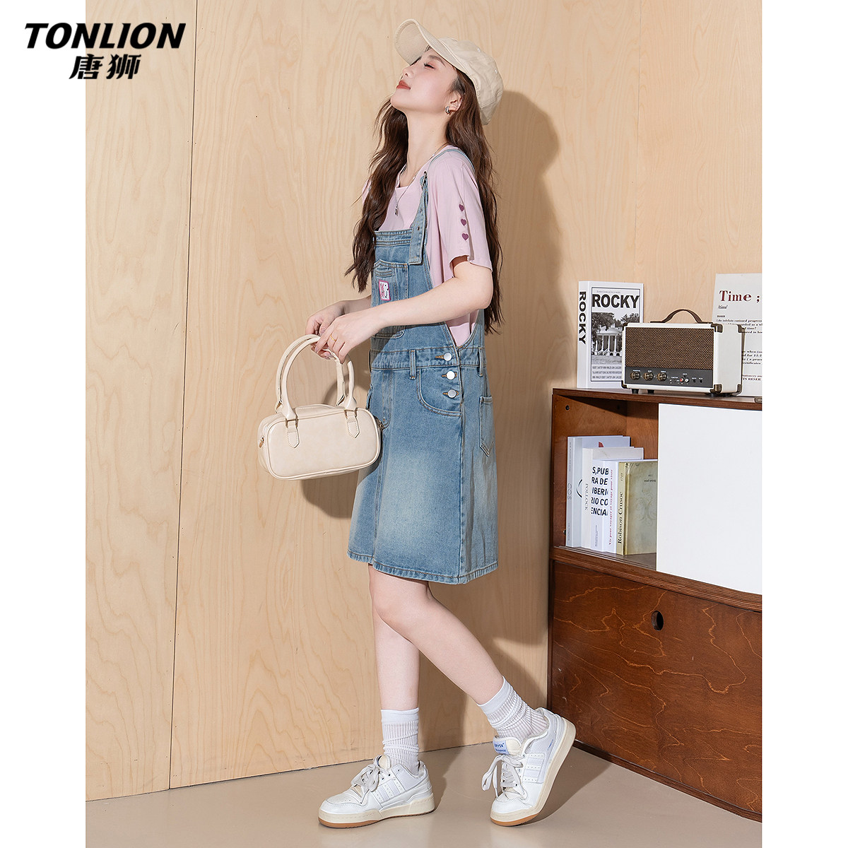 唐狮春夏季新款女牛仔背带裙小个子显瘦减龄连衣裙浅蓝短裙裙子