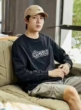 唐狮秋季新款长袖T恤男款趣味字母印花圆领上衣潮酷内搭打底tTD