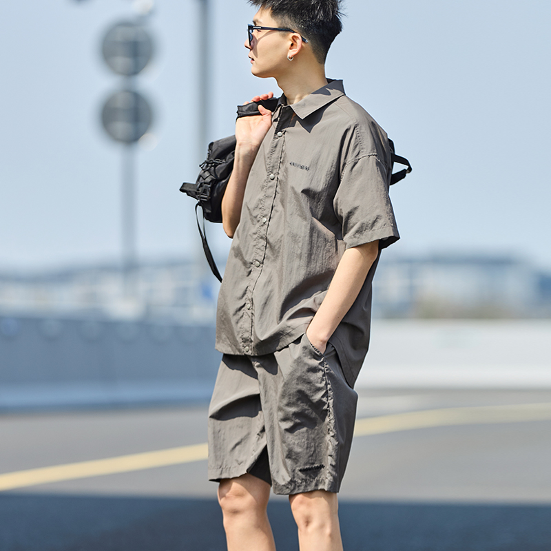 唐狮夏季新款休闲运动套装男户外