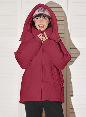 唐狮女款新年系列红色马年本命年棉服时尚立领连帽外套冬季保暖VB