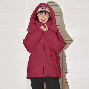 唐狮女款新年系列红色马年本命年棉服时尚立领连帽外套冬季保暖VB