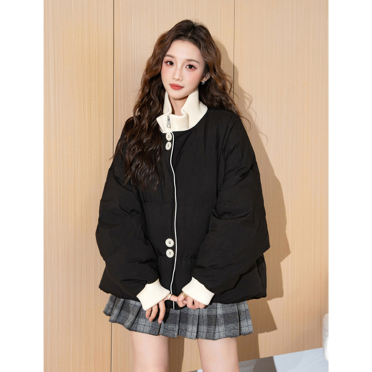 【防水】唐狮超好看短款羽绒服女新款冬小个子毛织假两件外套tu,女装/女士精品,羽绒服,淘宝优惠券,粉丝福利购,淘宝优惠卷