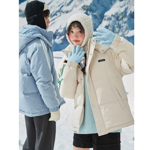 唐狮冬季情侣装连帽羽绒服男女潮