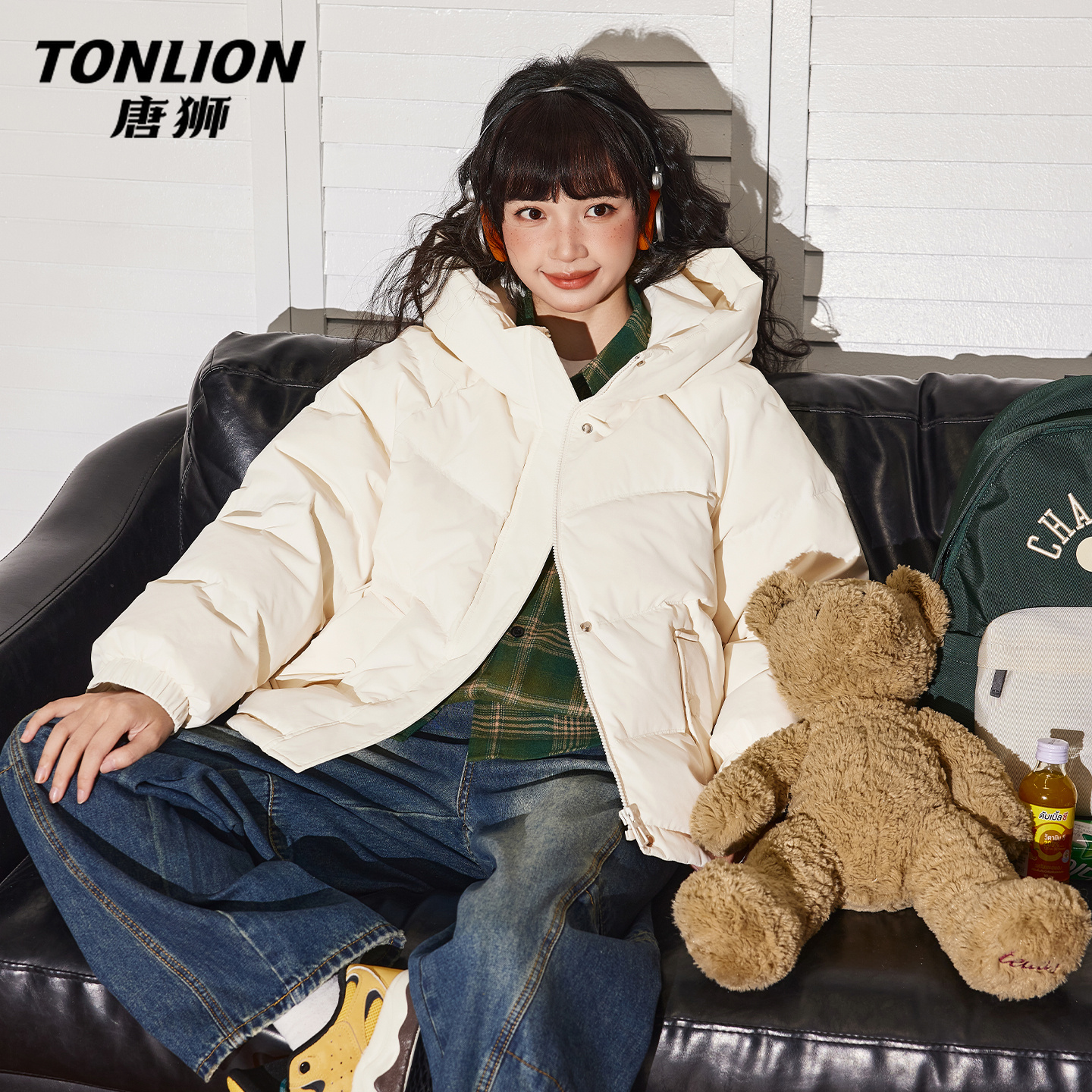 唐狮白色薄款羽绒服女款冬季2025新款小个子加厚保暖连帽上衣女VB