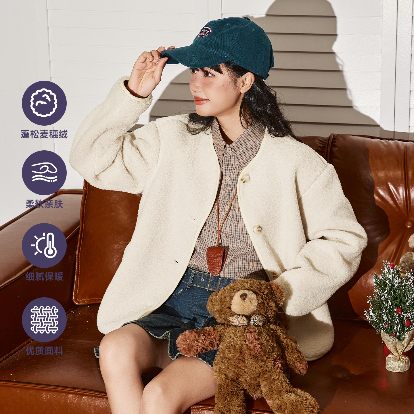唐狮摇粒绒外套女款秋2025新款