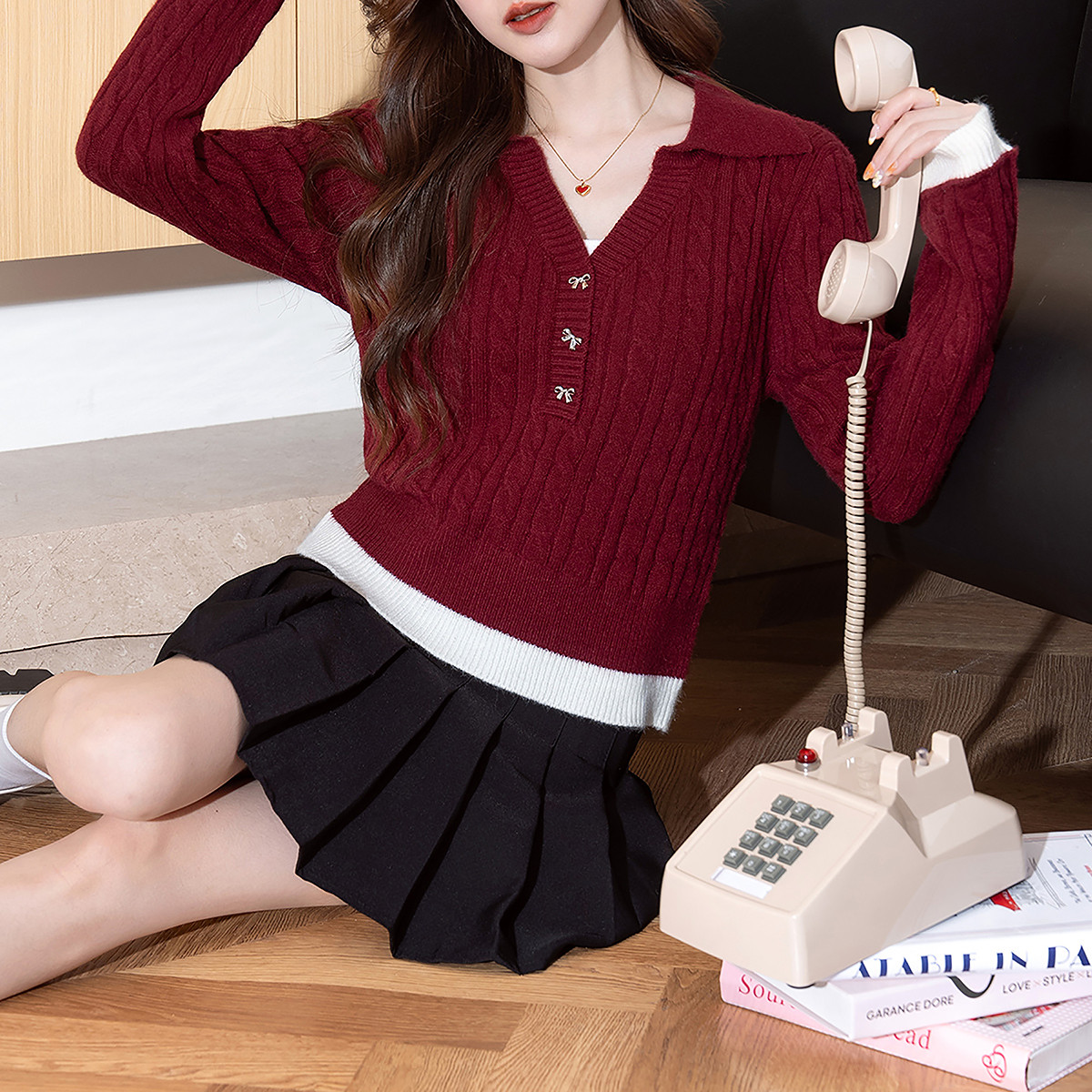 唐狮秋冬新款女毛衣复古风翻领设计显瘦套头短款开衫外套tu,女装/女士精品,毛针织衫,淘宝优惠券,粉丝福利购,淘宝优惠卷