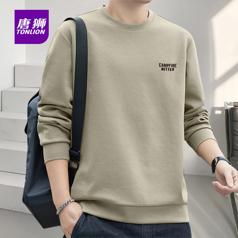 唐狮官方旗舰店秋季重磅休闲圆领卫衣男款宽松男士简约无帽外套YB,男装,卫衣,淘宝优惠券,粉丝福利购,淘宝优惠卷