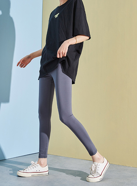 打底裤女外穿鲨鱼皮裤芭比裤黑色紧身瑜伽裤收腹提臀弹力瘦腿灰色