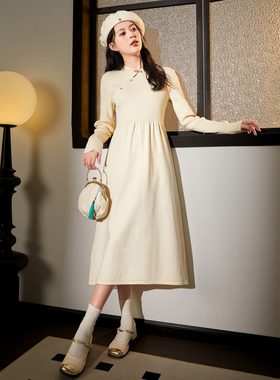 唐狮冬季连衣裙女秋冬新款冬天内搭打底裙中长款针织毛衣裙o1TD