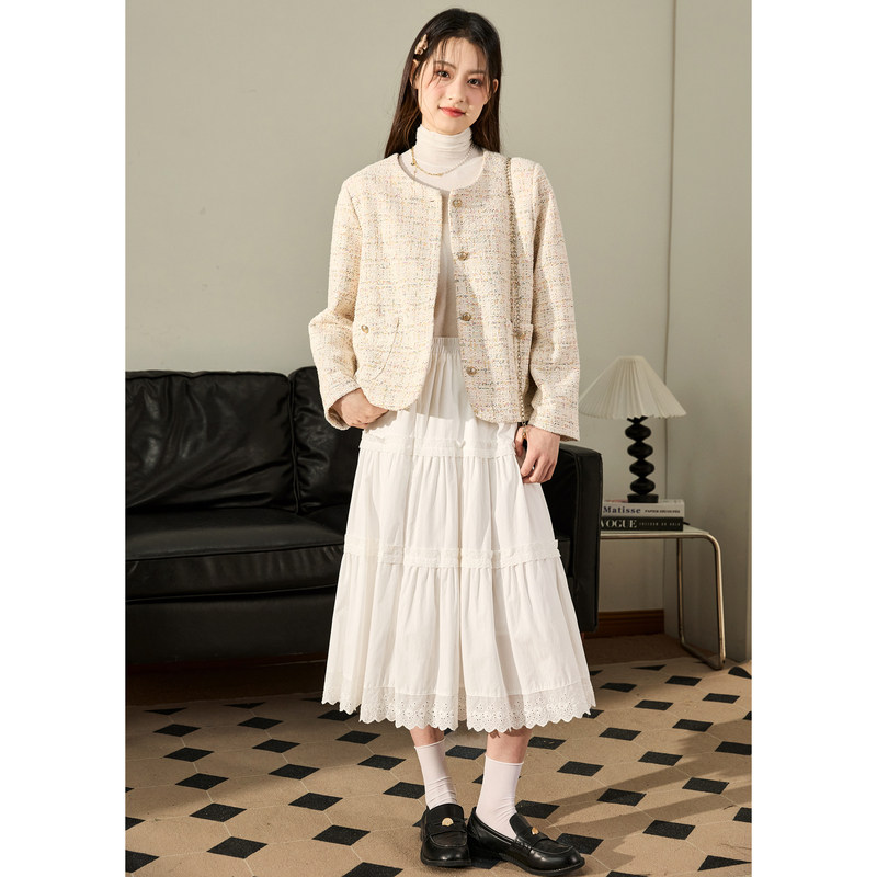 唐狮春季新款圆领小香风外套女短款春秋法式名媛高级感上衣流行tu