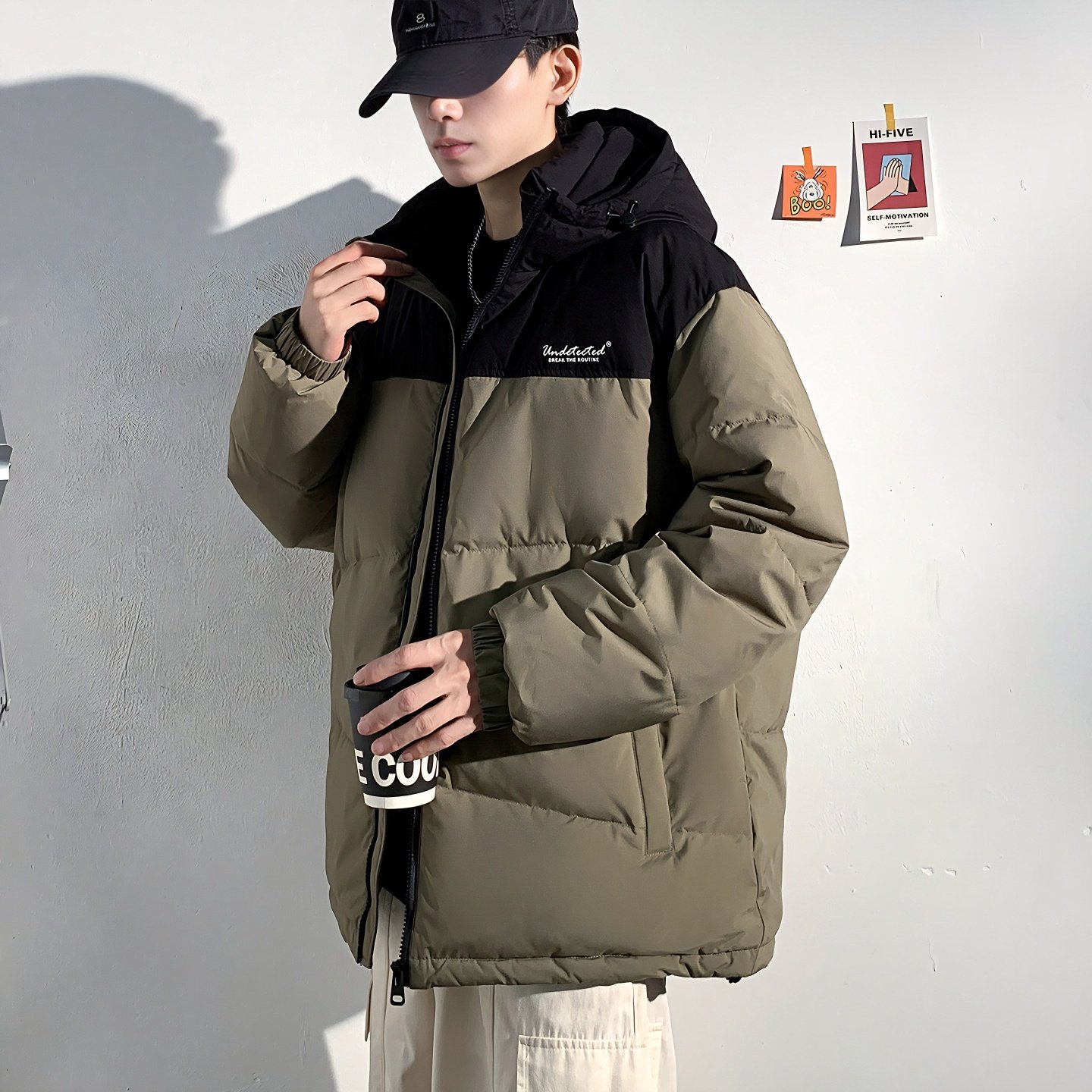 唐狮冬季新款连帽男羽绒服加厚撞色休闲面包服短款拼接外套潮TD,男装,羽绒服,淘宝优惠券,粉丝福利购,淘宝优惠卷