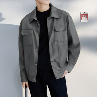 唐狮秋冬潮人外套男新款翻领工装夹克外套短款宽松加厚保暖TD