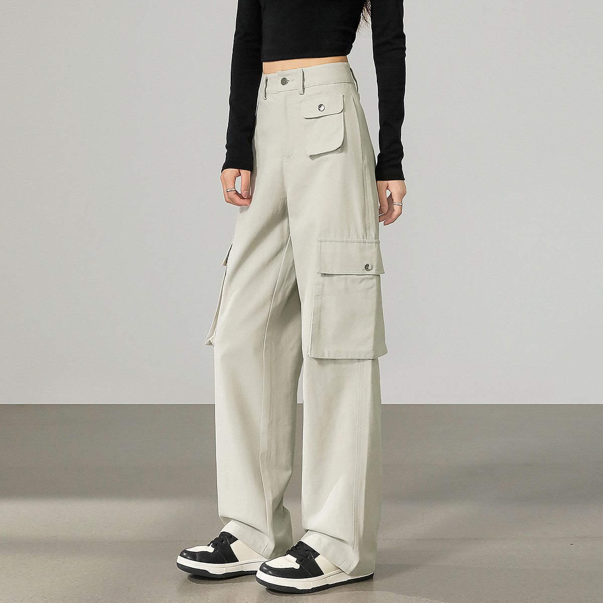 唐狮秋冬女休闲裤直筒工装裤美式