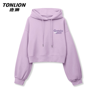 唐狮紫色卫衣女款2026新款爆款小个子宽松显瘦短款连帽上衣外套VB