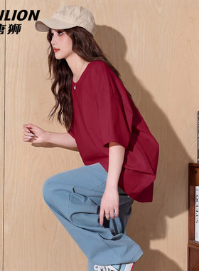 唐狮官方红色短袖t恤女2026年新款马年本命年宽松内搭新年战袍VB