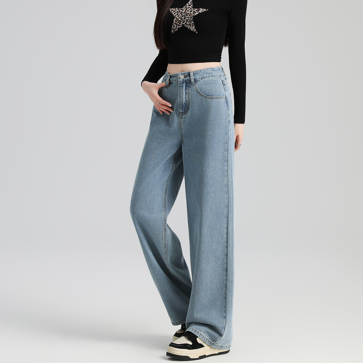 唐狮秋冬女士牛仔长裤蝴蝶结设计