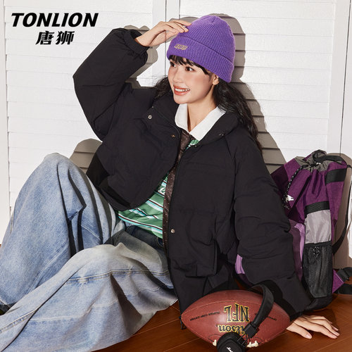 唐狮黑色薄款羽绒服女款冬季新款