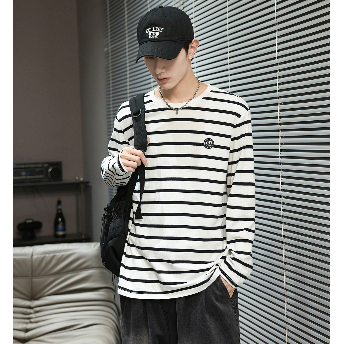 唐狮男士长袖T恤秋长袖上衣男士