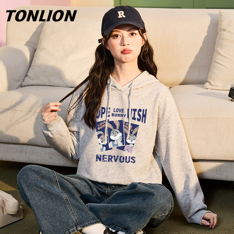 唐狮小个子短款连帽卫衣女2026新款爆款灰色宽松外套女春秋款VB