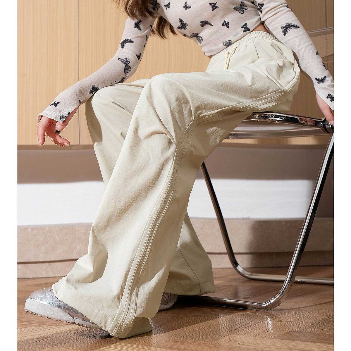 唐狮春季新款女休闲裤宽松褶皱工装长裤百搭显瘦直筒阔腿裤,女装/女士精品,休闲裤,淘宝优惠券,粉丝福利购,淘宝优惠卷