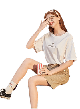 唐狮夏季女装短袖白色t恤女网红