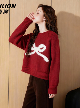 唐狮官方红色针织衫女冬季2026新款女款本命年新年内搭外穿毛衣VB