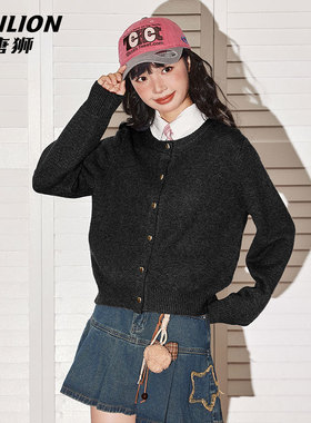 唐狮黑色毛衣开衫外套女2026新款冬季爆款小个子加厚针织上衣VB