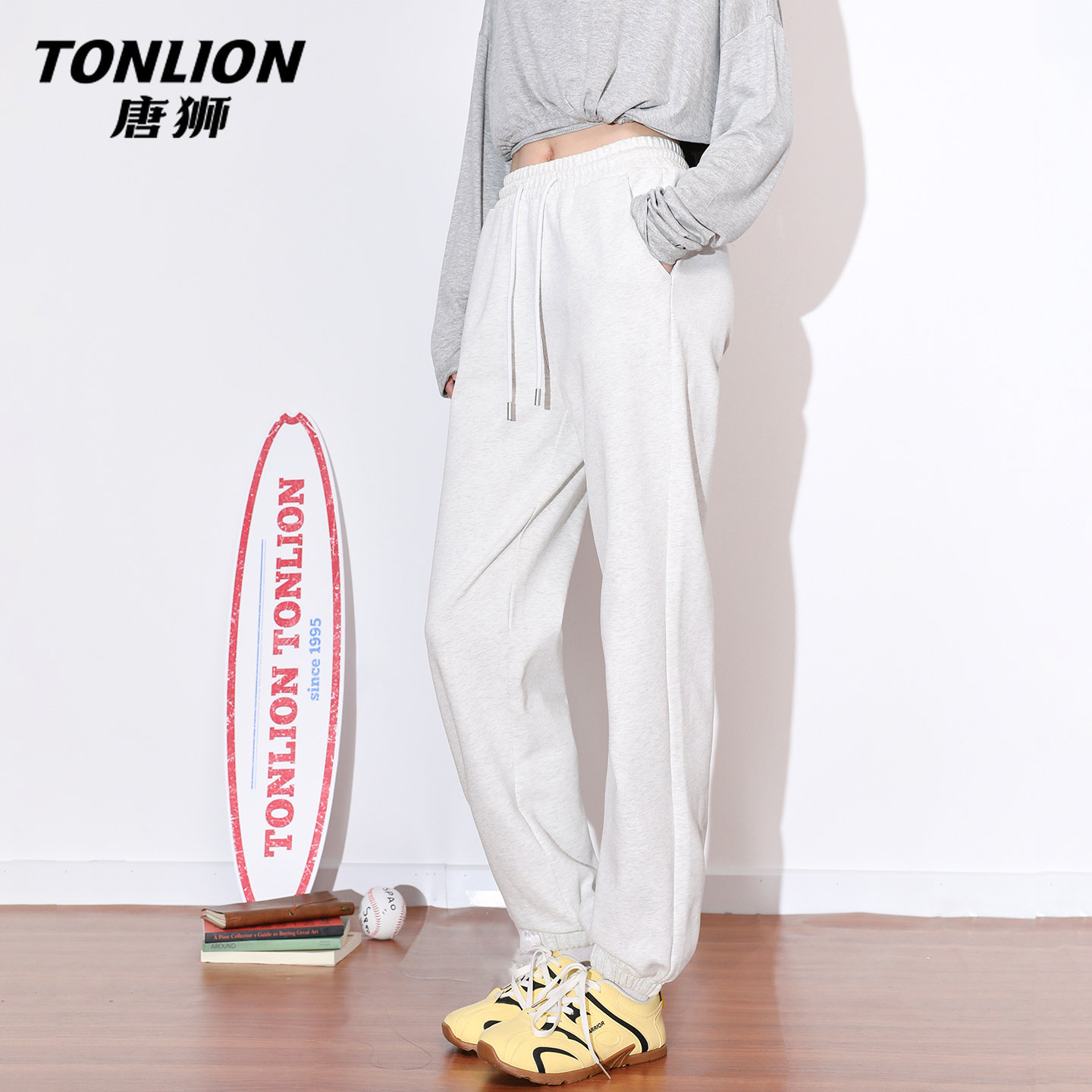 唐狮官方宽松卫裤女2026新款春季美式慵懒运动裤束脚裤休闲裤子V