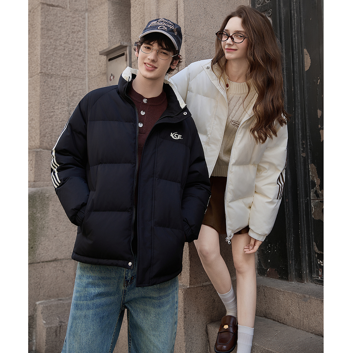 唐狮秋冬季情侣短款羽绒服立领袖