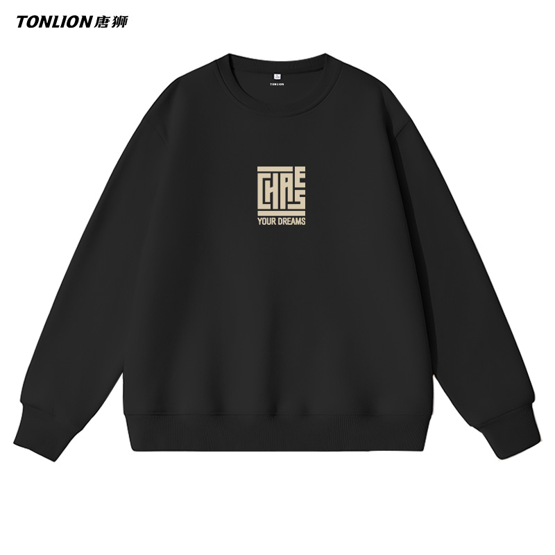 唐狮潮牌黑色卫衣男生春秋季