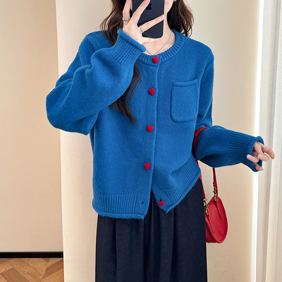 唐狮秋冬新款女毛衣韩系撞色扣设