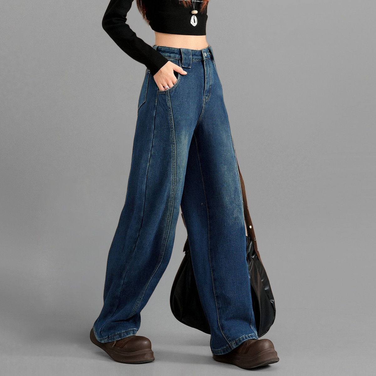 唐狮秋冬牛仔裤女高级感时尚百搭女式休闲直筒裤加绒保暖TD,女装/女士精品,牛仔裤,淘宝优惠券,粉丝福利购,淘宝优惠卷