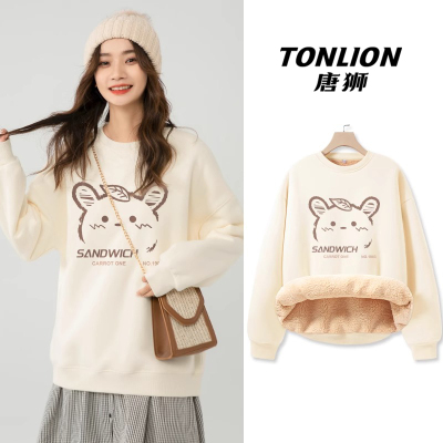 唐狮加绒卫衣女秋冬2024新款