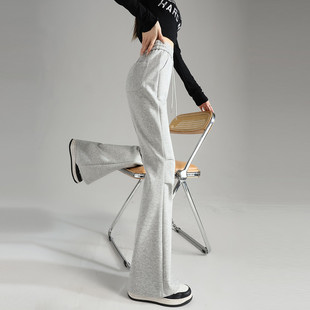 唐狮春秋新款女休闲裤宽松直筒阔腿裤显瘦百搭黑工装长裤 TD