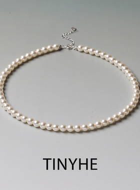 TINYHE925银高级感小众贝珠项链