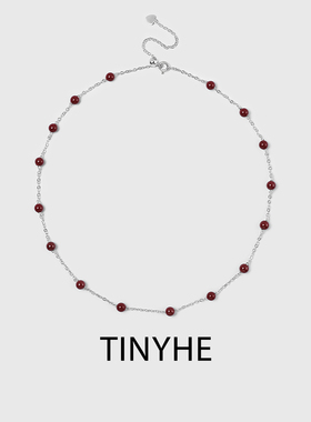 TINYHE米雪 朱砂满天星项链女红色新中式纯银锁骨链小众原创设计