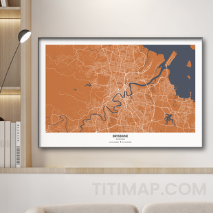 新款横版城市地图装饰画布里斯班重庆市莫斯科纽约市定制客厅挂画