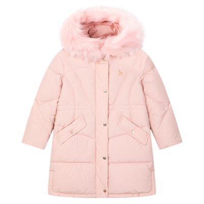 进口同款hazzys童装哈吉斯女童羽绒服冬新品中长款加厚外套