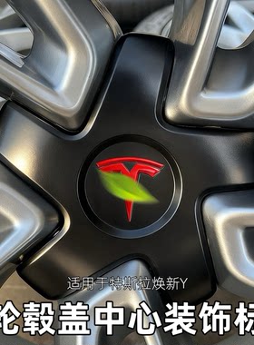 适用特斯拉焕新ModelY318寸19寸YL轮毂盖中心标改色立体字车标贴