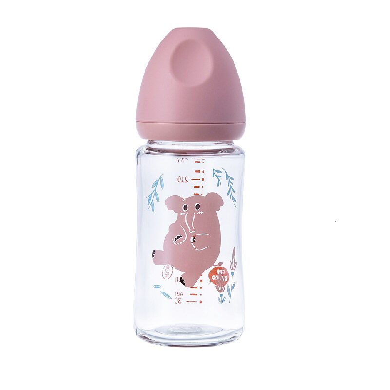 日康婴儿玻璃奶瓶宽口径奶瓶硅胶乳感奶嘴宝宝喝水喝奶杯