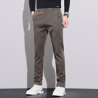 2024秋冬新款莱塞尔休闲裤男士百搭修身直筒裤弹力商务长裤子男