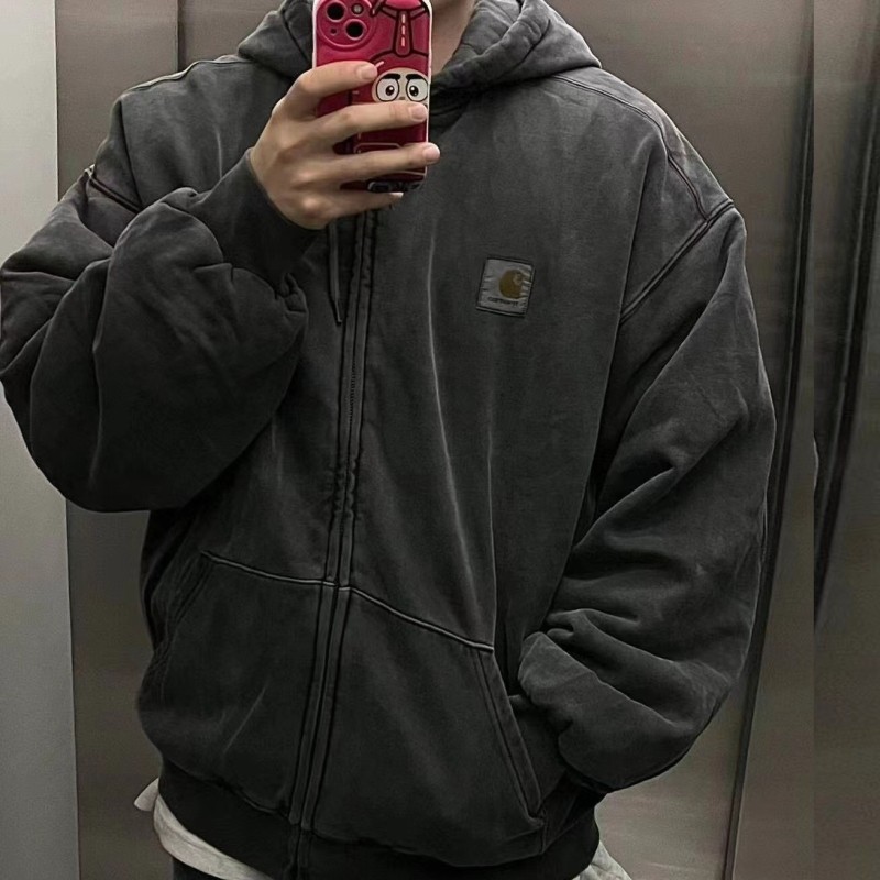 Carhartt卡哈特水洗连帽卫衣夹棉夹克开衫加厚棉服宽松外套男女潮