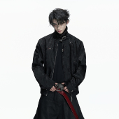 蟒蛇纹分割飞机扣皮夹克翻领柔韧垂坠感外套 凶棘 ArguE CulturE