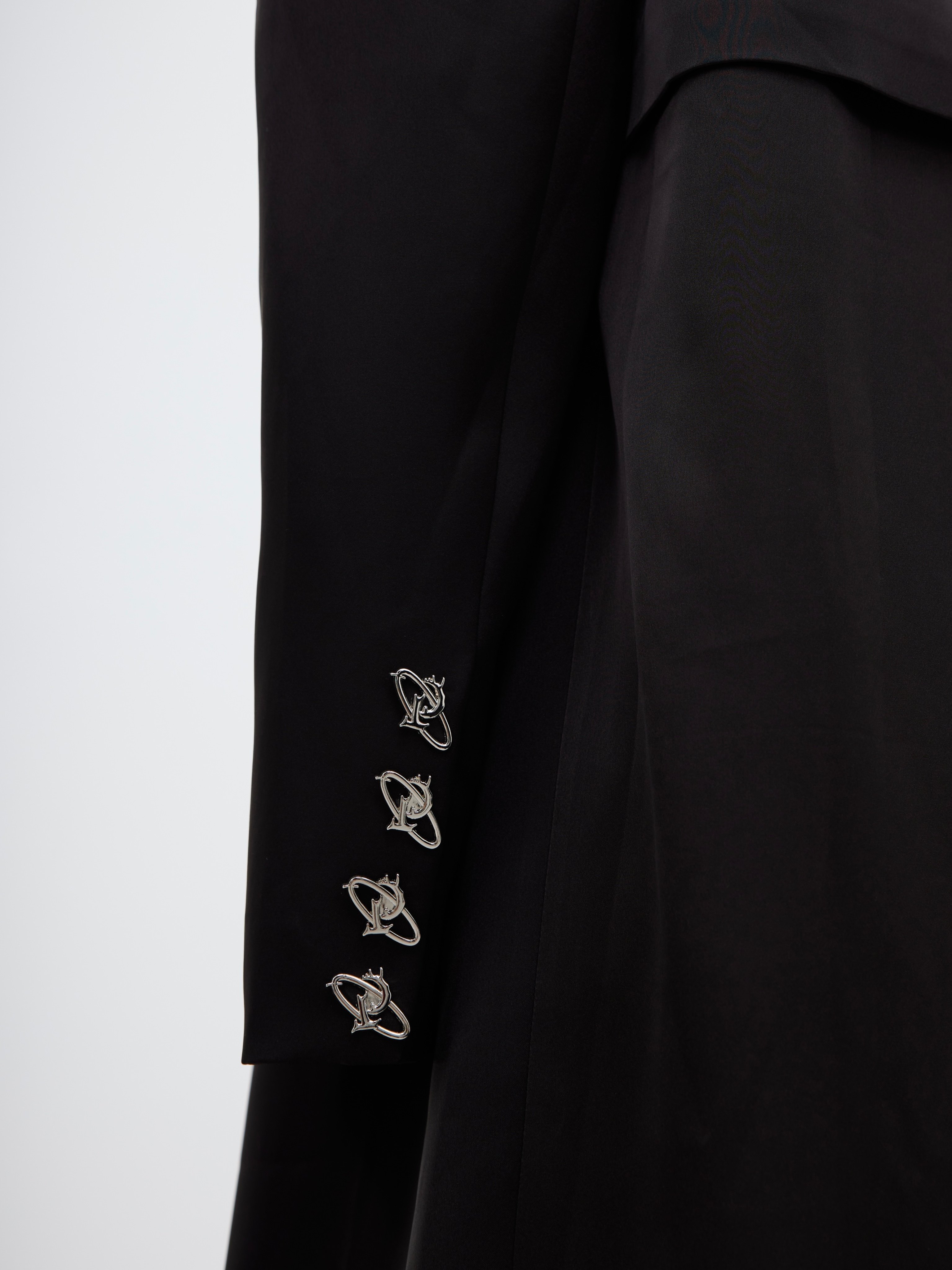 CULTURE NICHE THREE-DIMENSIONAL DOUBLE-LAYERED DECONSTRUCTED PADDED SHOULDERS LONG COAT SUIT METALLIC DESIGN OVER-THE-KNEE TRENCH COAT